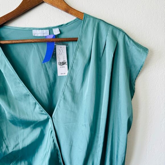NWT | New York & Company | metallic green blouse - Picture 2 of 4